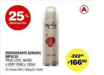 Atomo Conviene Desodorante Aerosol Impulse True Love Musk O Very Pink 25% Descuento oferta