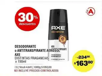 Atomo Conviene Desodorante O Antitranspirante Aerosol Axe x 150ml oferta