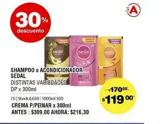 Atomo Conviene Shampoo O Acondicionador Sedal x 300ml oferta