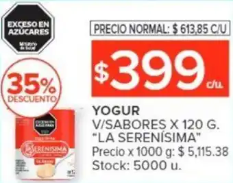 Carrefour YOGUR V/SABORES X 120 G. "LA SERENISIMA" oferta