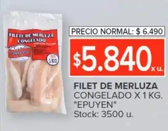 Carrefour FILET DE MERLUZA CONGELADO X 1 KG. "EPUYEN" oferta