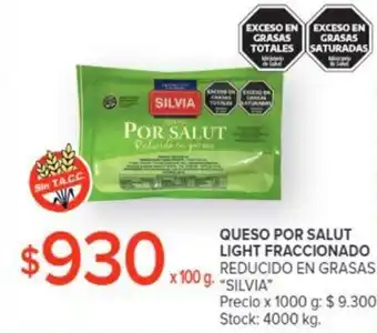 Carrefour QUESO POR SALUT LIGHT FRACCIONADO REDUCIDO EN GRASAS X 100 G. "SILVIA" oferta