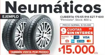 Carrefour CUBIERTA 175/65 R14 82T F-600 "Firestone" oferta