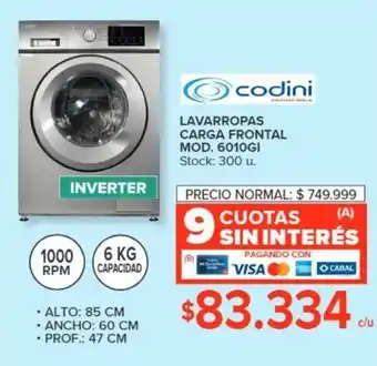 Carrefour codini LAVARROPAS CARGA FRONTAL MOD. 6010GI oferta