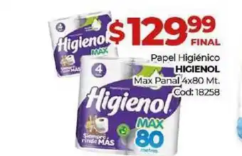 Diarco Higienol Papel Higiénico Max Panal 4x80Mt. oferta