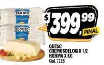 Supermercados Yaguar Queso Cremosoelogio 1/2 Horma oferta