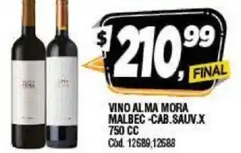 Supermercados Yaguar Malbec Vino Alma Mora -Cab Sauv.x 750cc oferta