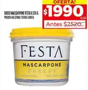 Supermercados DIA QUESO MASCARPONE FESTA X 250G oferta