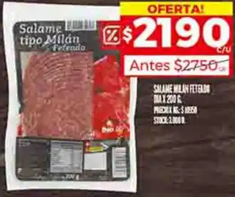Supermercados DIA Salame MILÁN FETEADO DIA X 200G oferta