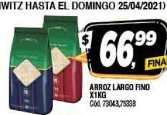 Supermercados Yaguar Arroz Largo Fino 1kg oferta