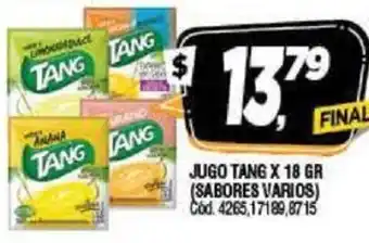 Supermercados Yaguar Tang Jugo 18gr (Sabores Varios) oferta