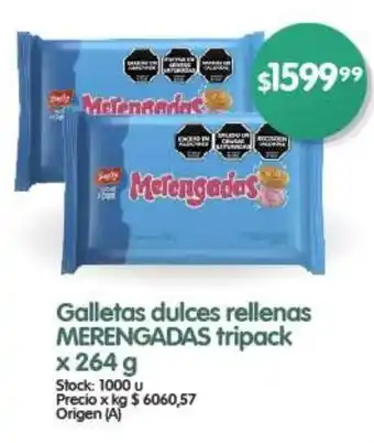 Supermercados Buenos Días Galletas dulces rellenas MERENGADAS tripack X 264G oferta
