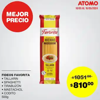 Atomo Conviene FIDEOS FAVORITA 500g oferta