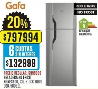 Coto HELADERA NO FROST HGNF3500 X U oferta