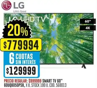 Coto LG SMART TV 60" 60UQ8050PSB X U oferta