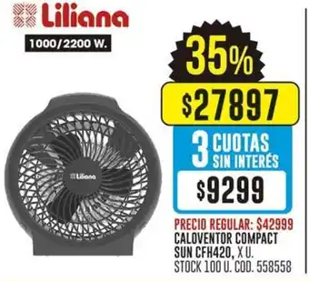 Coto Liliana CALOVENTOR COMPACT SUN CFH420 X U oferta