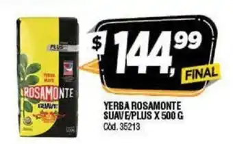 Supermercados Yaguar Rosamonte Yerba Suave/Plus x 500g oferta