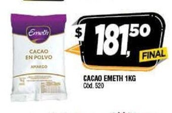 Supermercados Yaguar Emeth Cacao 1kg oferta