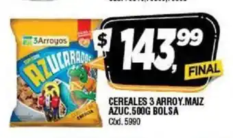 Supermercados Yaguar 3 Arroyos Maiz Azuc. Cereales 500g Bolsa oferta