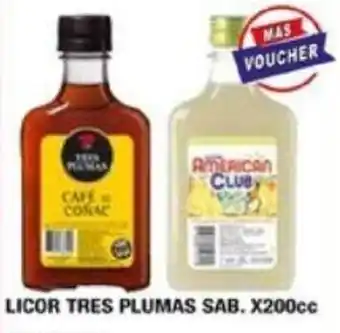 Maxiconsumo LICOR TRES PLUMAS SAB. X 200cc oferta
