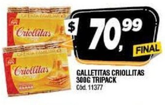 Supermercados Yaguar Criollitas Galletitas 300g Tripack oferta