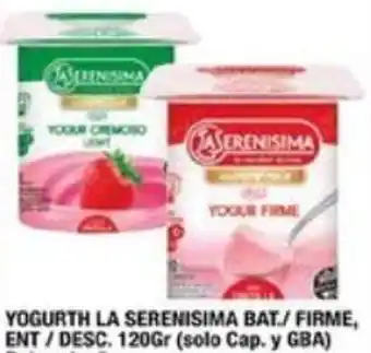 Maxiconsumo YOGURTH LA SERENISIMA BAT./ FIRME, ENT/DESC. 120GR oferta