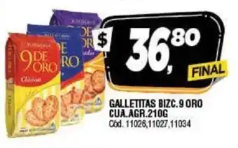 Supermercados Yaguar 9 De Oro Galletitas Cua. Agr. Galletitas 210g oferta