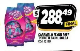 Supermercados Yaguar Flynn Paff Caramelo T/Frutti 63Un. Bolsa oferta