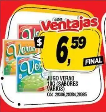 Supermercados Yaguar Verao Jugo 10g (sabores varios) oferta