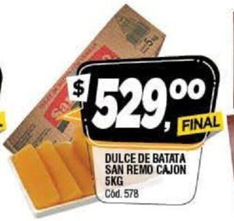 Supermercados Yaguar San Remo Dulce de Batata Cajon 5kg oferta