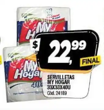 Supermercados Yaguar My Hoggar Servilletas 33x33x40u oferta
