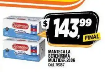 Supermercados Yaguar La Serenisima Multidef. Manteca 200g oferta