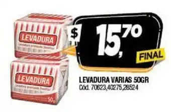 Supermercados Yaguar Levadura Varias 50gr oferta