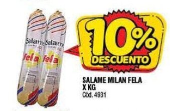 Supermercados Yaguar Salame Milan Fela x kg oferta