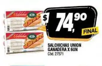 Supermercados Yaguar Union Ganadera Salchichas x 6un oferta
