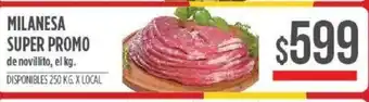Supermercados Vea Milanesa Super Promo de novillito, el kg 250kg oferta