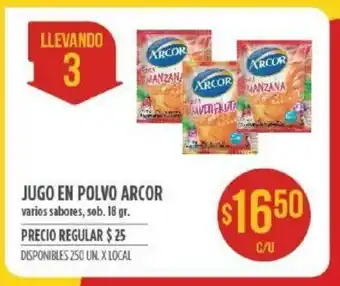 Supermercados Vea Arcor Jugo En Polvo varios sabores, sob. 18 gr. oferta