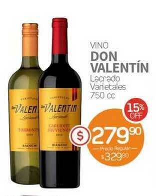 Alvear Vino Don Valentin Lacrado Varietales 750cc oferta