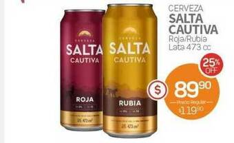 Alvear Cerveza Salta Cautiva Roja/Rubia Lata 473 cc oferta