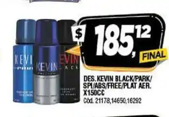 Supermercados Yaguar Kevin Desodorante Black/Park/Spi/Abs/Free/Plat Aer. x150cc oferta