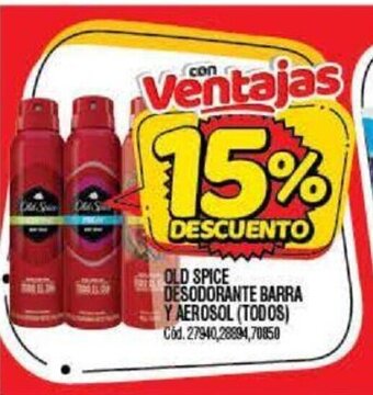 Supermercados Yaguar Old Spice Desodorante Barra y Aerosol (Todos) oferta