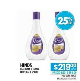 Pigmento Hinds Reafirmante Crema Corporal x 250ml oferta
