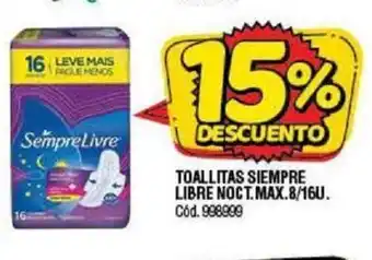 Supermercados Yaguar Siempre Libre Toallitas Noct. Max. 8/16u oferta