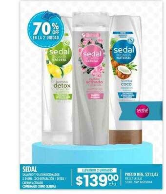 Pigmento Sedal Shampoo Y O Acondicionador x 340ml oferta