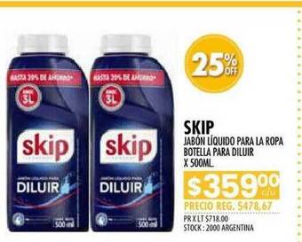 Pigmento Skip Jabón Líquido Para La Ropa Botella Para Diluir x 500ml oferta