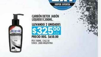 Pigmento Carbón Detox Jabón Líquido x 200ml oferta