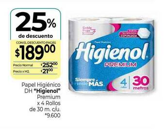 La Anonima Papel Higiénico Dh Higienol Premium 4 Rollos 25% De Descuento oferta