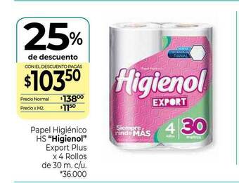 La Anonima Papel Higiénico Hs Higienol Export Plus 25% De Descuento oferta