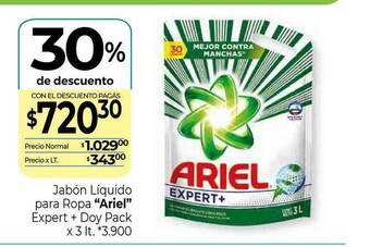 La Anonima Jabón Líquido Para Ropa Ariel Expert + Doy Pack 30% De Descuento oferta