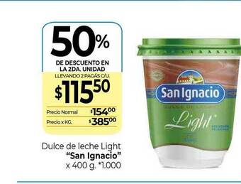 La Anonima Dulce De Leche Light San Ignacio 50% De Descuento En La 2da. Unidad x 400g oferta